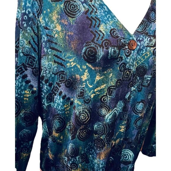 Chicos Travelers Women’s Size 2 Whimsagoth Abstract Business Geometric Y2K Artsy - Picture 1 of 11